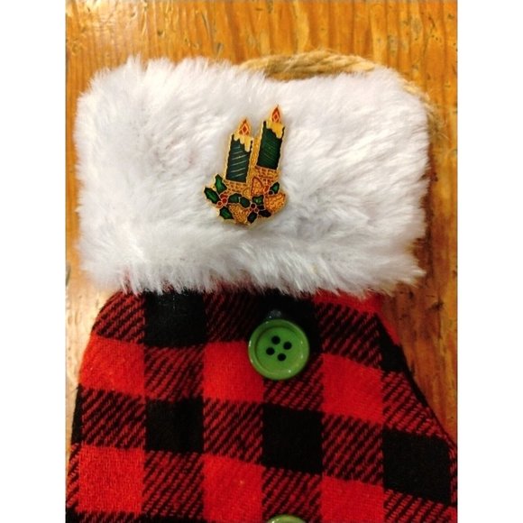 Gift Card Holder Ornament Buffalo Plaid Stocking Christmas Candle Pin - Picture 3 of 5